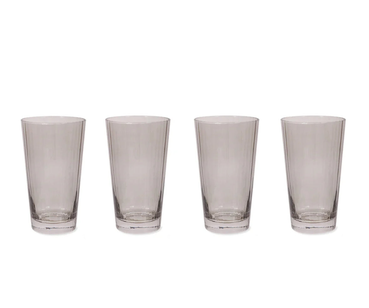 Set of 4 Ribbed Smoke Grey Tall Tumblers