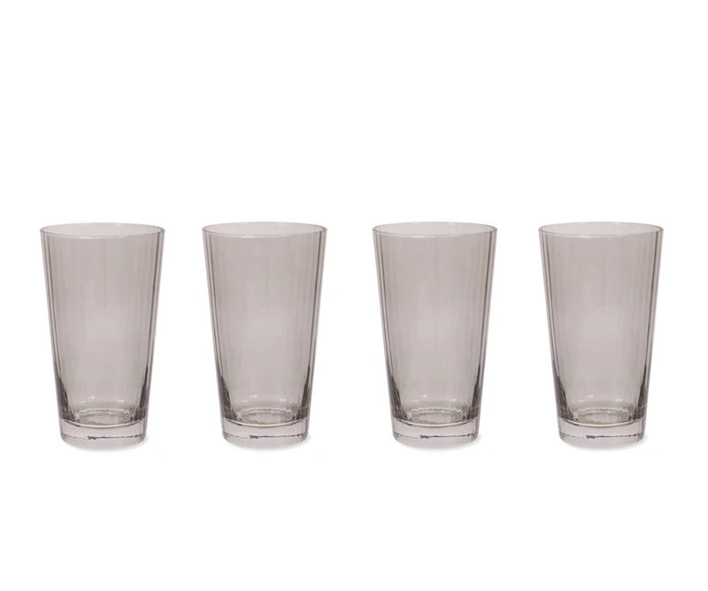 Set of 4 Ribbed Smoke Grey Tall Tumblers