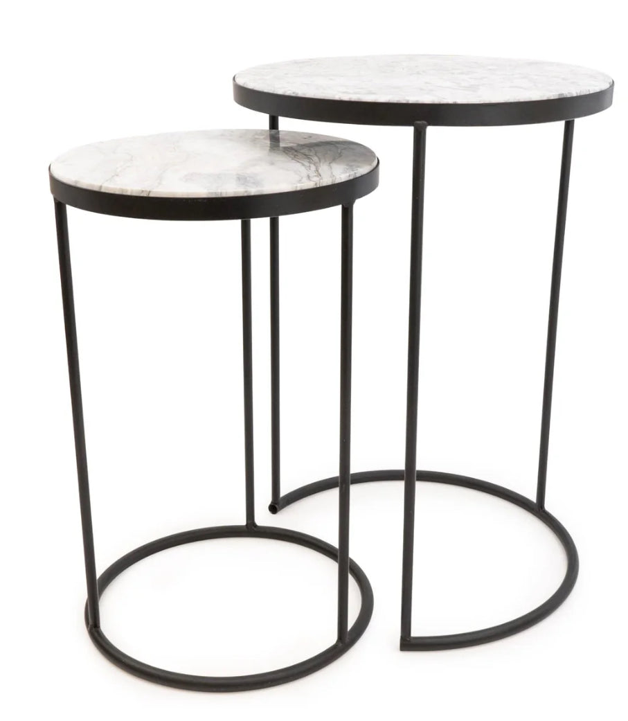 Set of 2 Tables with Marble Tops