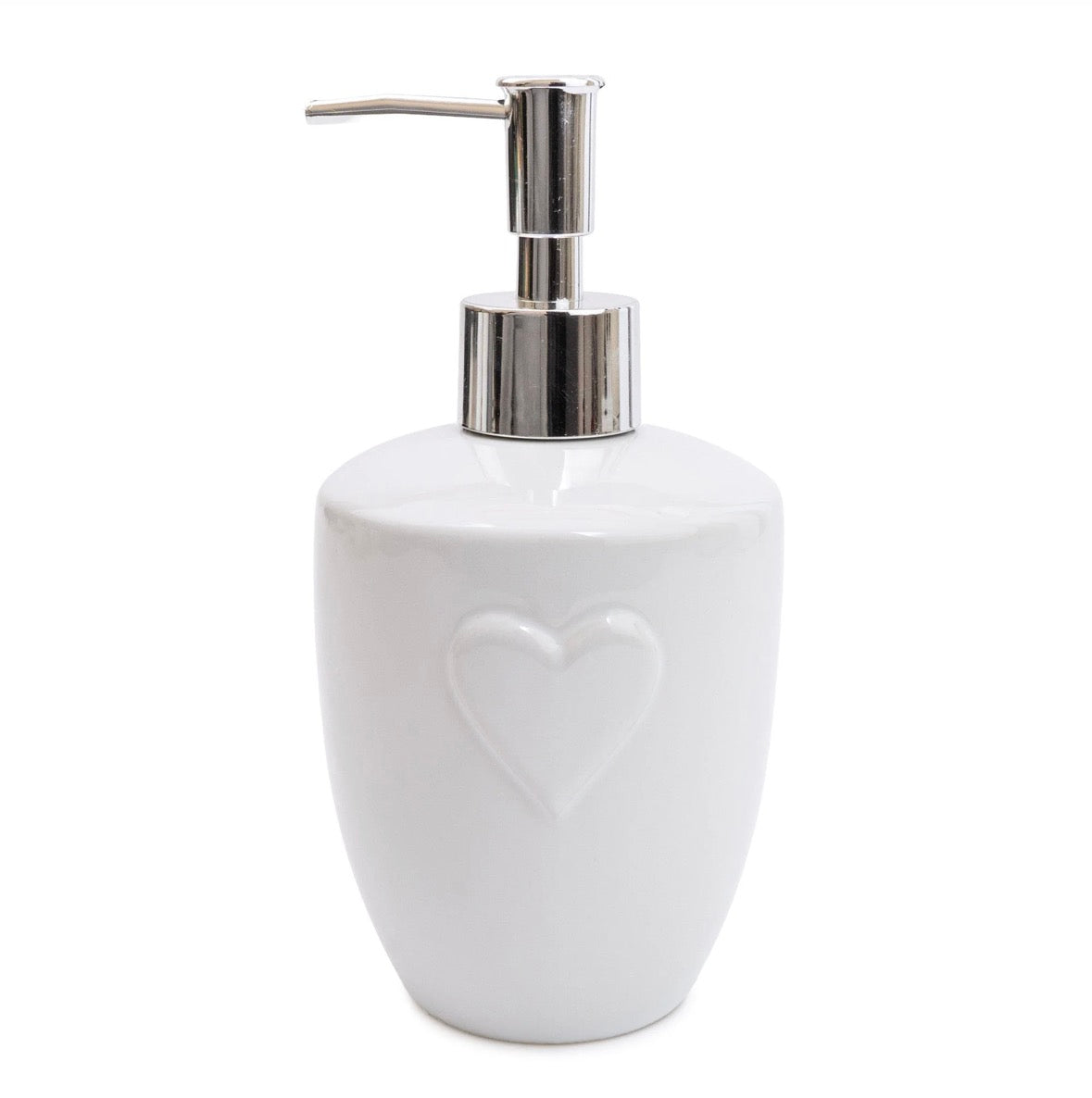 Bathroom Soap Dispenser Embossed Heart White