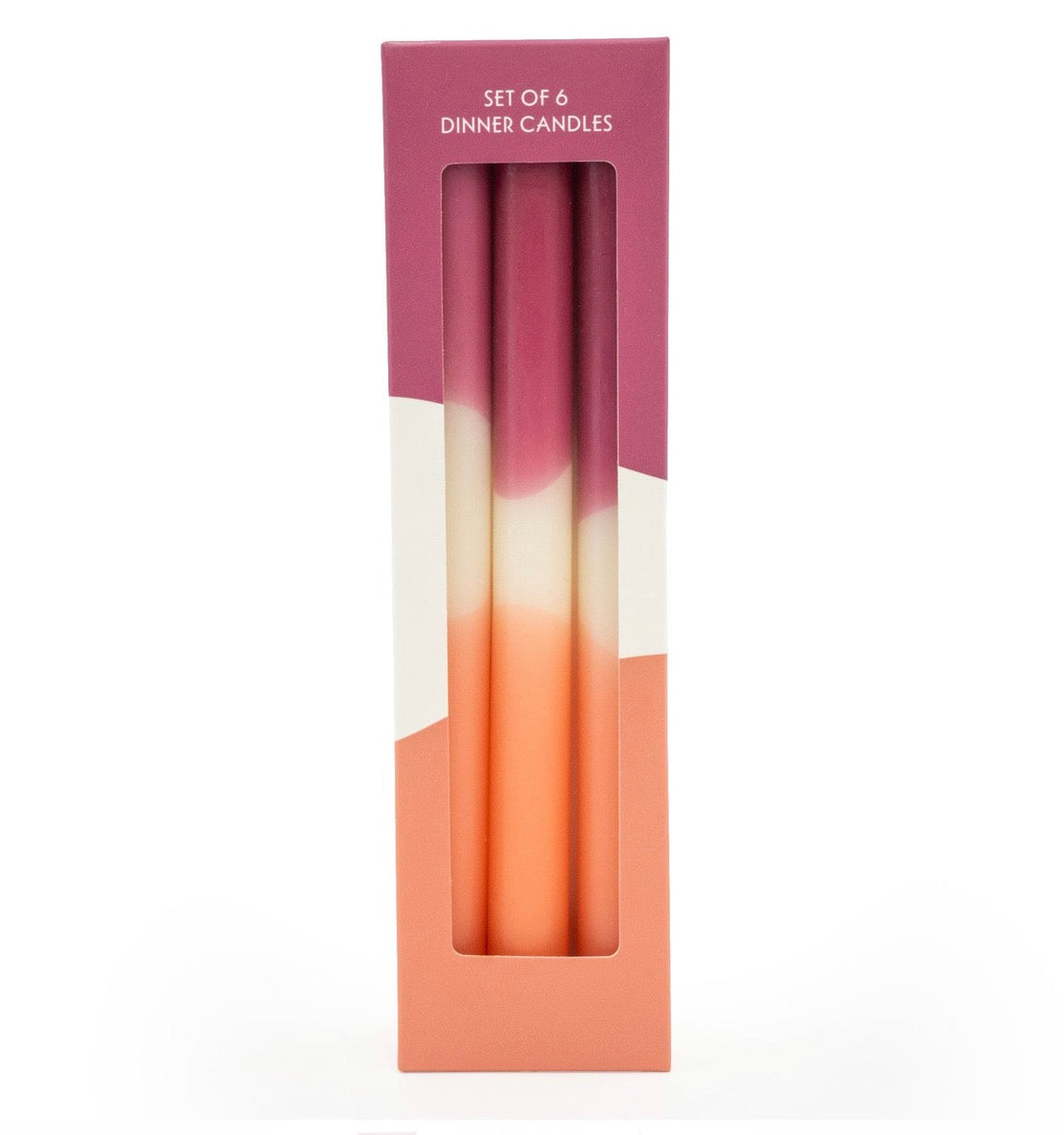 Set of 6 Dinner Candles Two Tone Pink in Box
