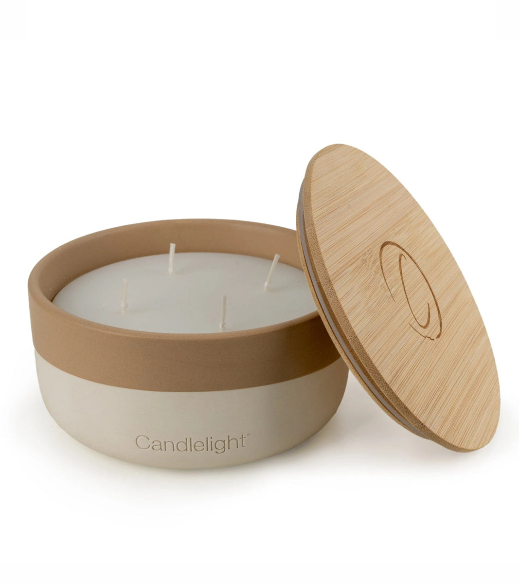 4 Wick Candle with Bamboo Lid - Dipped Taupe
