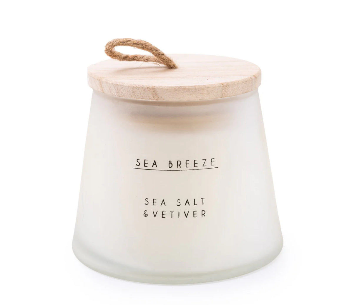 Remove Item Large Wax Filled Frosted Glass Pot with Wooden Lid Candle Sea Salt Scent