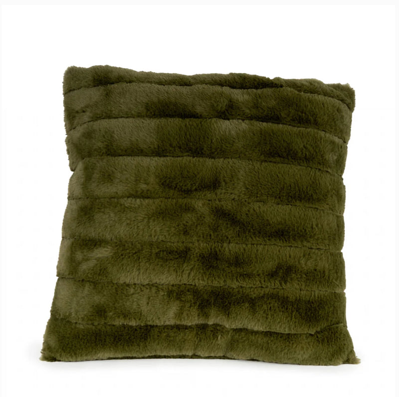 Forest Green Faux Fur Cushion