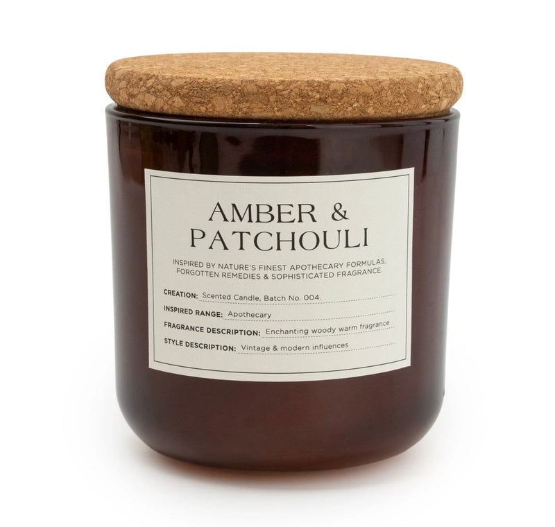 Medium Glass Jar with Cork Lid Amber & Patchouli