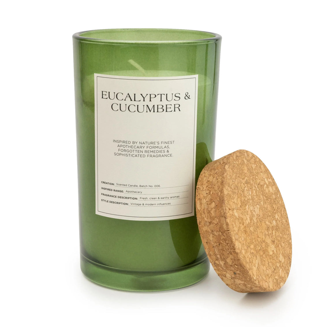 Cucumber & Eucalyptus Candle with Cork Lid