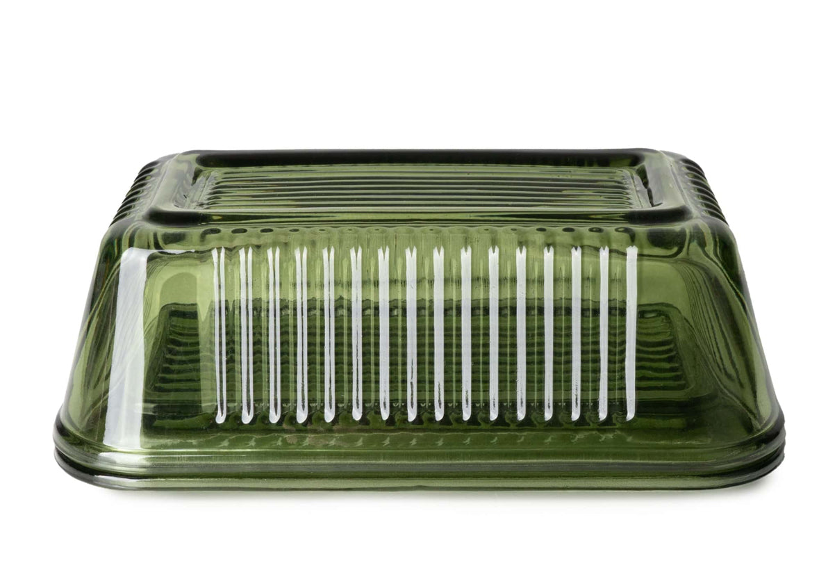 Green Glass Butter Dish