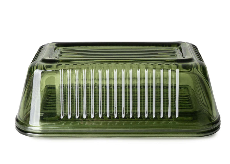 Green Glass Butter Dish