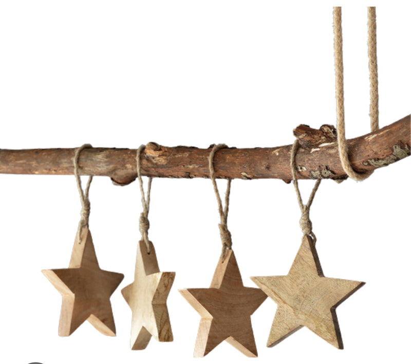 Set of 4 - Wooden Stars