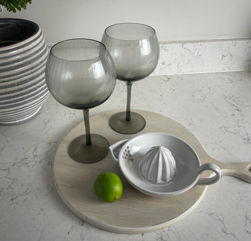 Set of 4 Ribbed Smoke Grey Gin Glasses